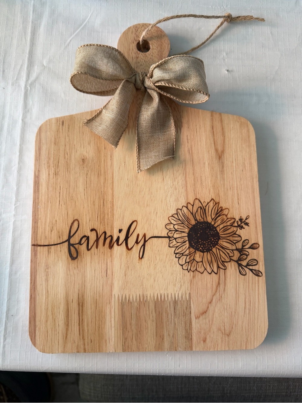 Wooden 'Family' Cutting/Serving Board with Sunflower